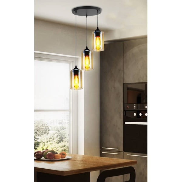 Černé závěsné svítidlo se skleněným stínidlem Bistro – Candellux Lighting-image-1