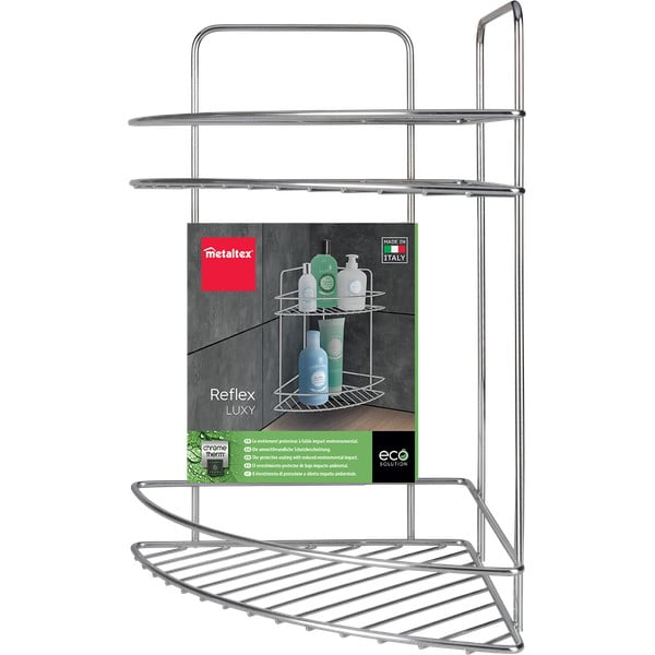 Ocelová koupelnová polička v leskle stříbrné barvě Luxy – Metaltex-image-2