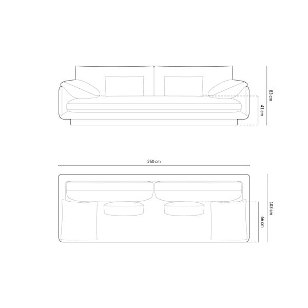 Bílá sametová pohovka 250 cm Torino – Micadoni -image-4