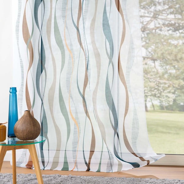 Bílo-modrá voálová záclona 140x280 cm Lisana – douceur d'intérieur-image-3