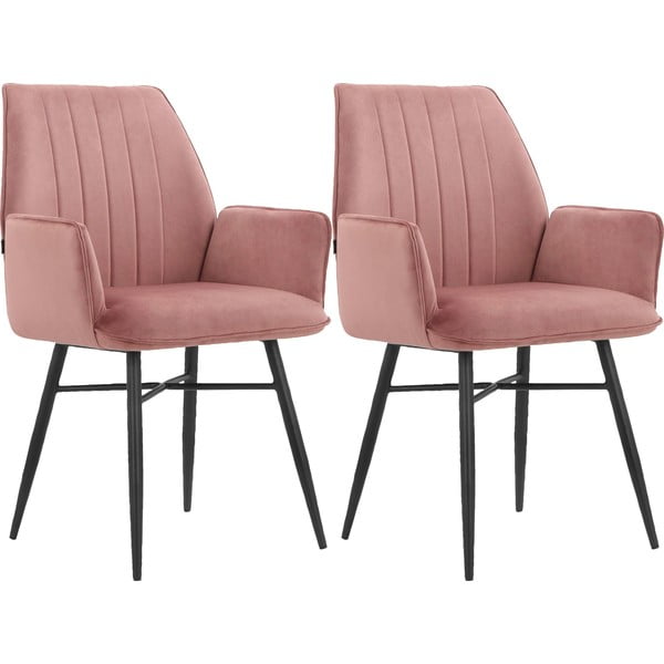 Světle růžová čalouněná jídelní křesla v sadě 2 ks Anzo – Støraa-image-4