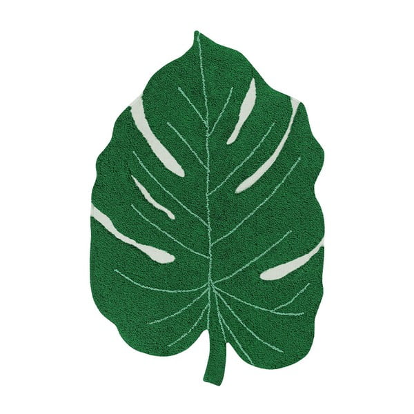 Tmavě zelený pratelný ručně tkaný bavlněný dětský koberec 120x180 cm Monstera Leaf – Lorena Canals