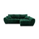 Lahvově zelená rozkládací rohová pohovka se sametovým potahem Windsor & Co Sofas Nuage, pravý roh