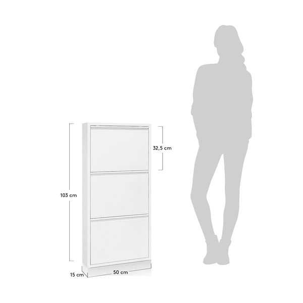 Bílý kovový výklopný botník 50x103x15 cm Ode – Kave Home-image-3