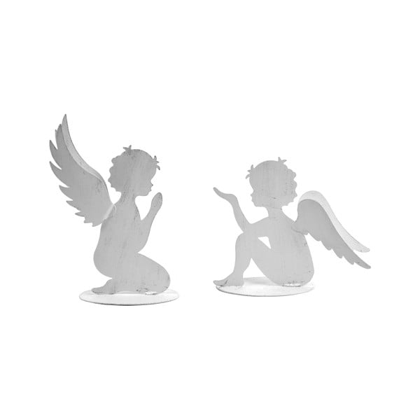 Sada 2 dekorativních andělů z kovu Ego Dekor Angels, výška 16,5 cm