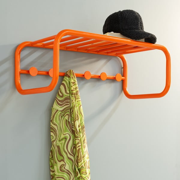 Oranžový kovový nástěnný věšák s poličkou 72 cm Retro – Spinder Design-image-1