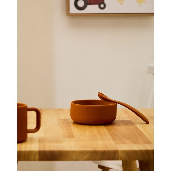 Světle modré/oranžové plastové/ze silikonu dětské lžičky v sadě 2 ks Lili – Kave Home-image-2