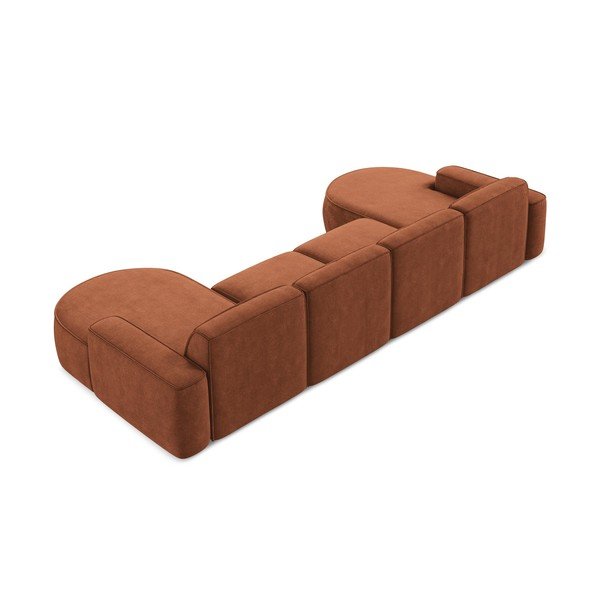 Žinylková rohová pohovka v terakotové barvě (do "U") Omao – Makamii-image-3