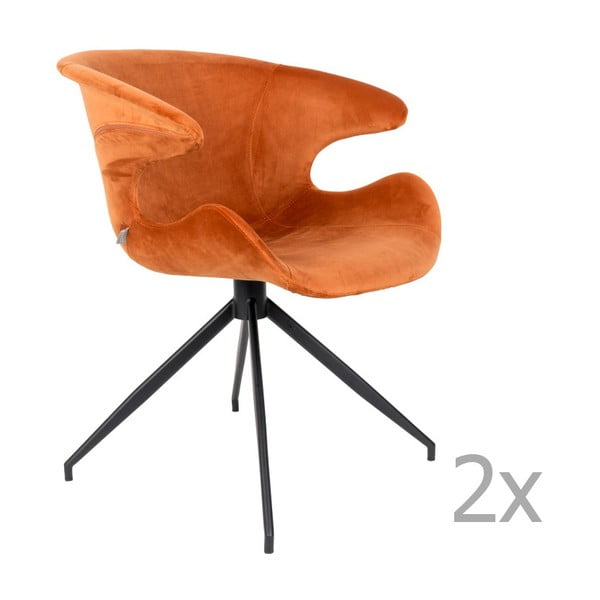 Sada 2 oranžových židlí s područkami Zuiver Mia
