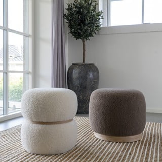 Hnědý taburet z textilie bouclé Belfort – House Nordic