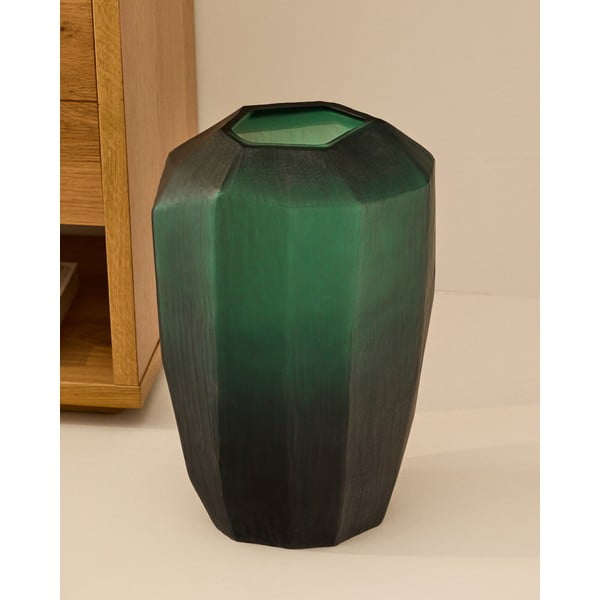 Skleněná váza v petrolejové barvě (výška 45 cm) Geonix – Kave Home-image-1