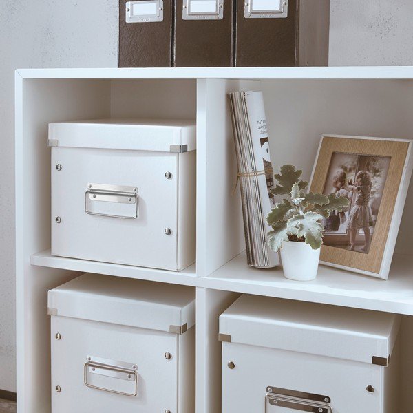 Bílý kartonový úložný box s víkem 26x26x24 cm Click&Store – Leitz-image-1