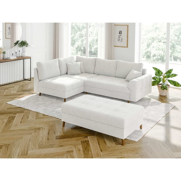 Bílá podnožka z textilie bouclé Ariella – Ropez-image-3