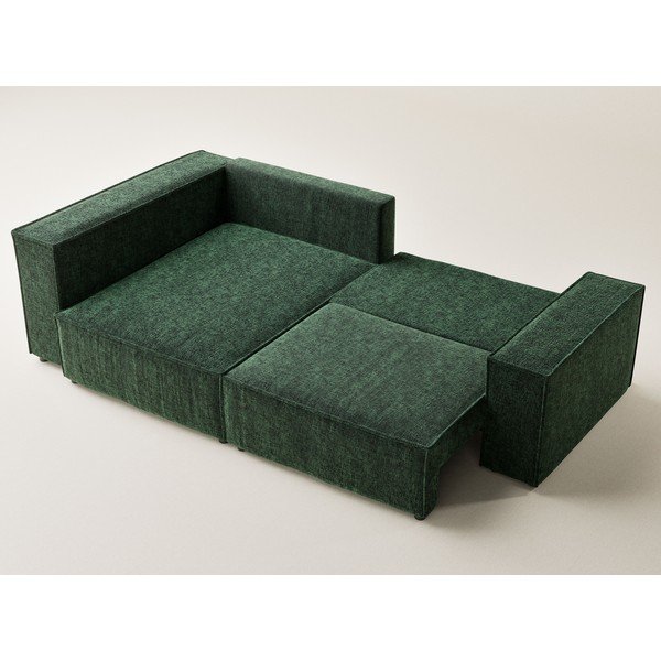 Tmavě zelená žinylková rozkládací/s úložným prostorem rohová pohovka (levý roh/do L) Tonga – Maison de Rêve-image-3