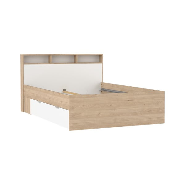 Dvoulůžková postel v dekoru dubu s úložným prostorem bez roštu 140x200 cm v přírodní barvě Ikast – Tvilum-image-2