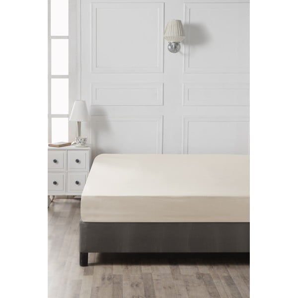 Světle béžové napínací bavlněné prostěradlo 160x200 cm - Mijolnir-image-2