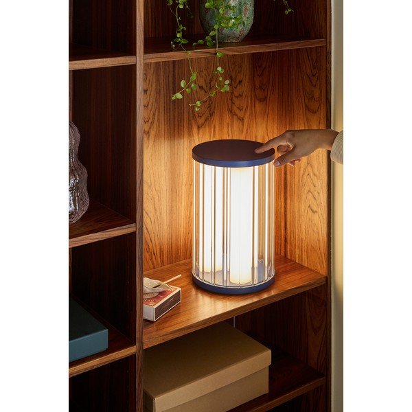 Modrá skleněná LED stmívatelná stolní lampa (výška 30 cm) Aru – Hübsch-image-1