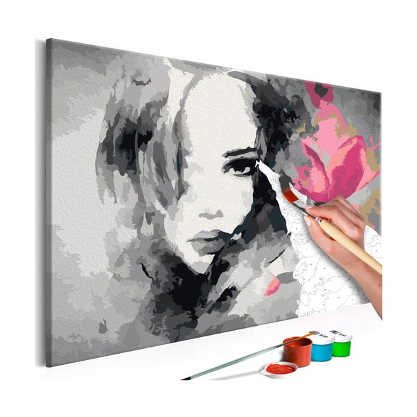 DIY set na tvorbu vlastního obrazu na plátně Artgeist Pink Flower, 60 x 40 cm