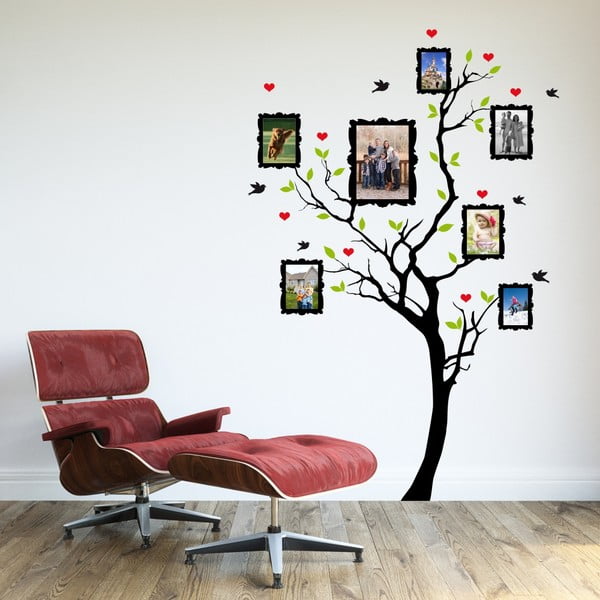 Samolepka na stěnu Wallvinil Rodinný strom s fotorámečky v koruně, 130x190 cm