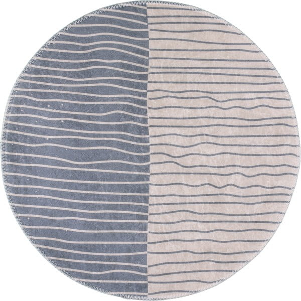 Pratelný kulatý koberec v krémovo-šedé barvě ø 80 cm Yuvarlak – Vitaus