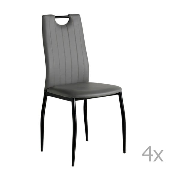Sada 4 šedých jídelních židlí Pondecor Dina