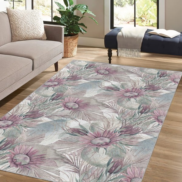 Fialovo-šedý pratelný koberec 160x230 cm Dusty Flowers – Mila Home-image-4