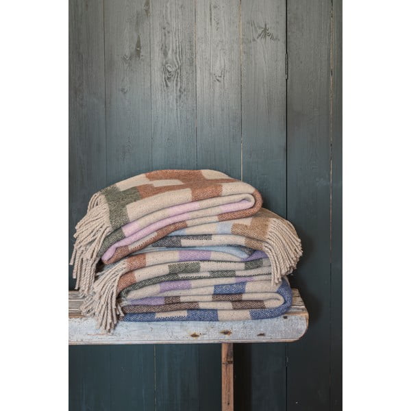 Modro-hnědá deka s příměsí vlny 130x190 cm Maze – Mette Ditmer Denmark-image-3