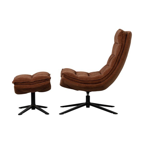 Hnědé otočné žinylkové křeslo s podnožkou Kube – WOOOD-image-2