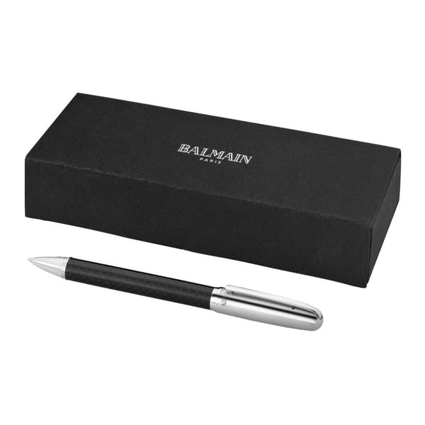 Stříbrno-černé pero s pouzdrem Balmain Ballpoint