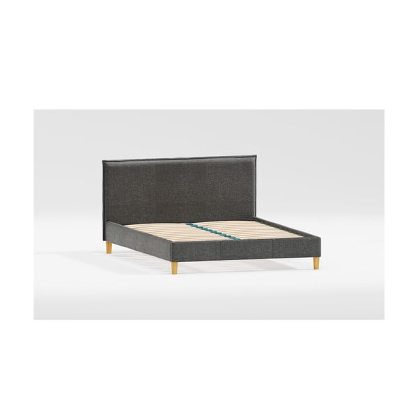Tmavě šedá čalouněná jednolůžková postel s roštem 90x200 cm Tina – Ropez