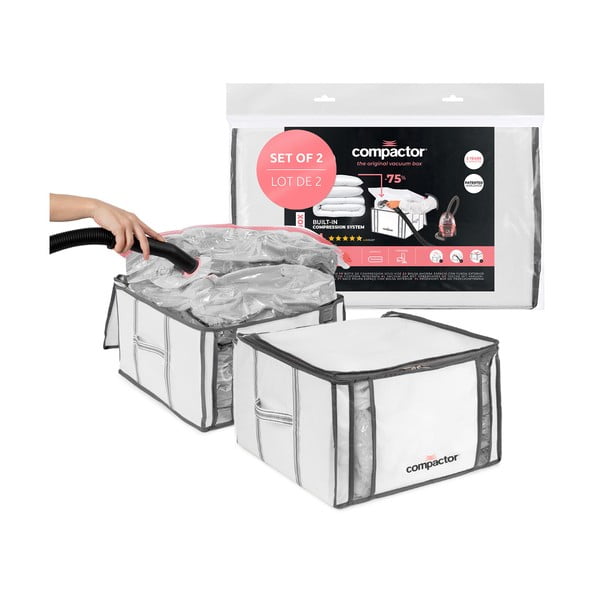 Vakuové vyztužené látkové úložné boxy na oblečení v sadě 2 ks 42x25x25 cm Life – Compactor