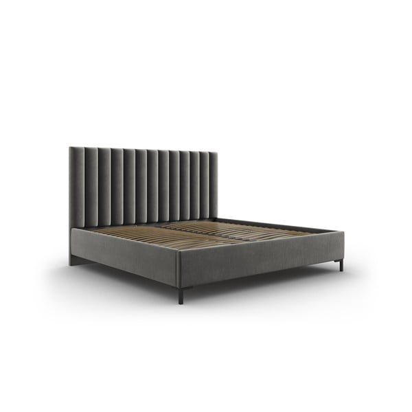 Šedá čalouněná dvoulůžková postel s úložným prostorem s roštem 140x200 cm Casey – Mazzini Beds