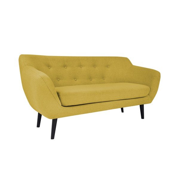 Žlutá dvoumístná pohovka s hnědými nohami Mazzini Sofas Piemont-image-1