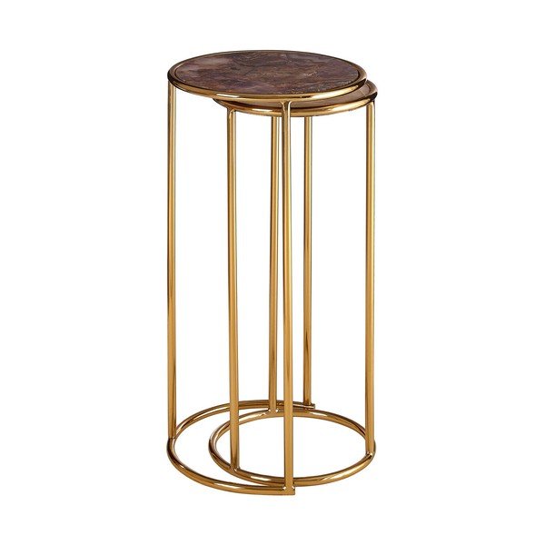 Kulaté odkládací stolky v sadě 2 ks s deskou z kamene ø 31 cm Vita – Premier Housewares-image-3
