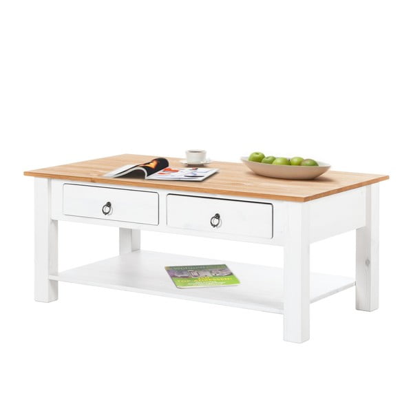 Bílý konferenční stolek z borovicového dřeva s přírodní deskou Støraa Inda-image-1
