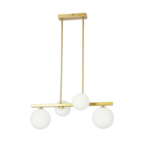 Závěsné svítidlo se skleněným stínidlem v bílo-zlaté barvě Kama – Candellux Lighting