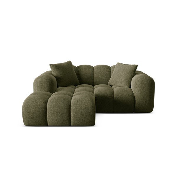 Zelená žinylková rohová pohovka (levý roh/s lenoškou) Treno – Cosmopolitan Design