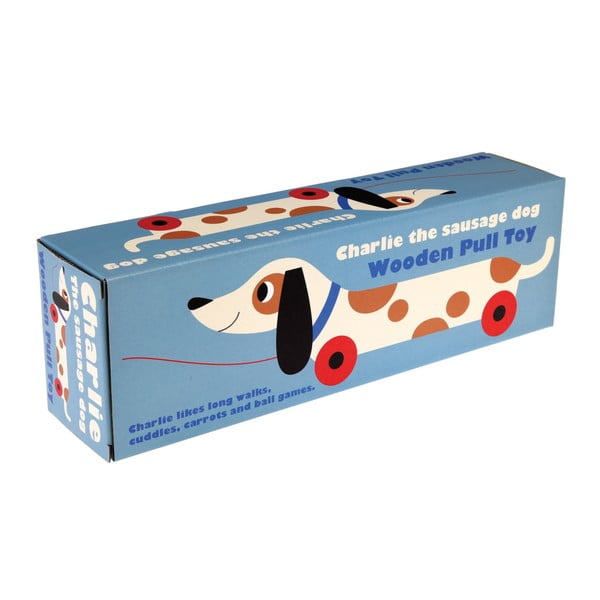 Dřevěný tahací jezevčík Rex London Charlie The Sausage Dog, délka 31,5 cm-image-3