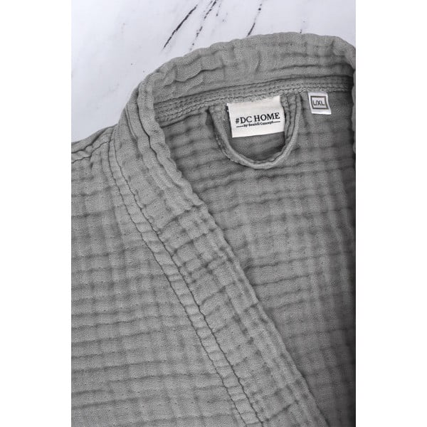 Šedý mušelínový župan velikost S/M Kimono – Foutastic-image-4