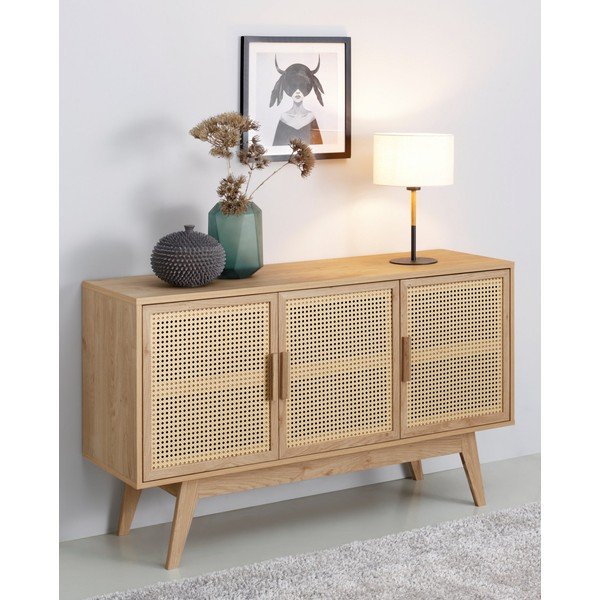 Nízká komoda v dekoru dubu v přírodní barvě 128x75 cm Bridget – Støraa-image-1