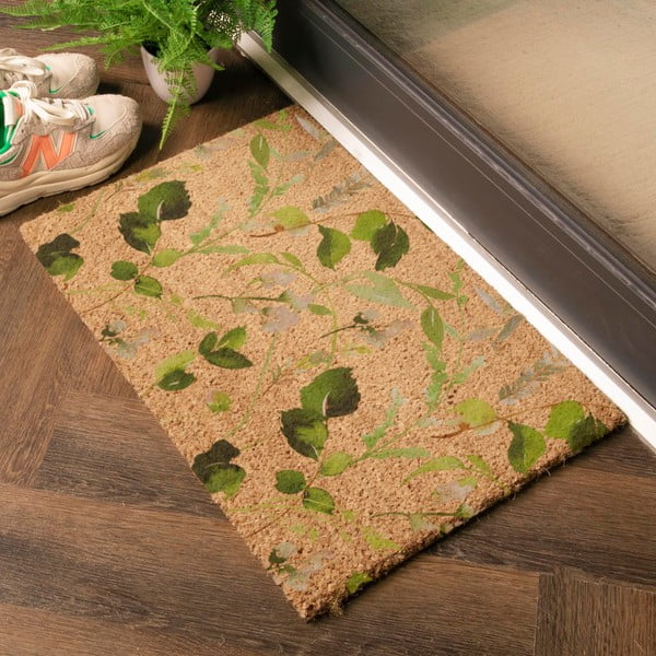 Rohožka z kokosového vlákna 40x60 cm Watercolour Leaves – Artsy Doormats-image-1