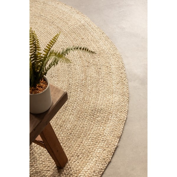 Slonovinový oboustranný jutový kulatý koberec ø 140 cm Braided – Hanse Home-image-4
