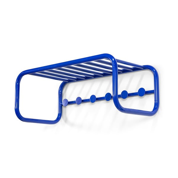 Modrý kovový nástěnný věšák s poličkou 72 cm Retro – Spinder Design-image-2
