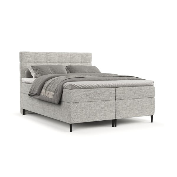 Světle šedá boxspring postel s úložným prostorem 200x200 cm Urbaneo – Maison de Rêve-image-2