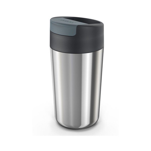 Cestovní hrnek v tmavě modro-leskle stříbrné barvě 450 ml Sipp – Joseph Joseph