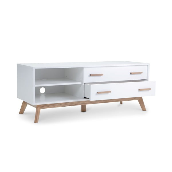 Bílý TV stolek 130x50 cm Kensal – Woodman-image-3