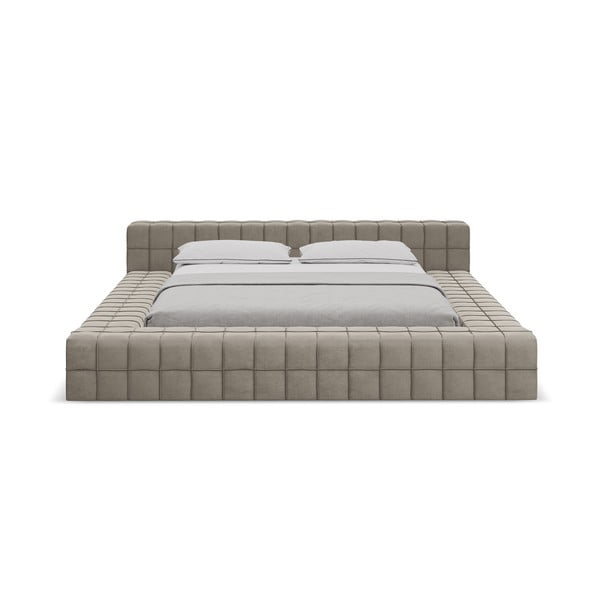 Čalouněná dvoulůžková postel taupe s roštem 140x200 cm Akela – Makamii-image-2