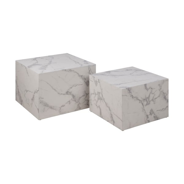 Bílé konferenční stolky v dekoru mramoru v sadě 2 ks 58x58 cm Dice – Actona