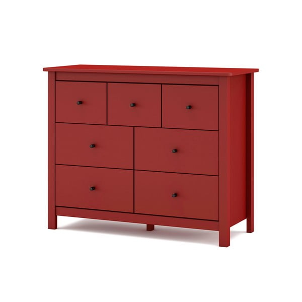 Červená nízká komoda z borovicového dřeva 110x80 cm Misti – Marckeric-image-4