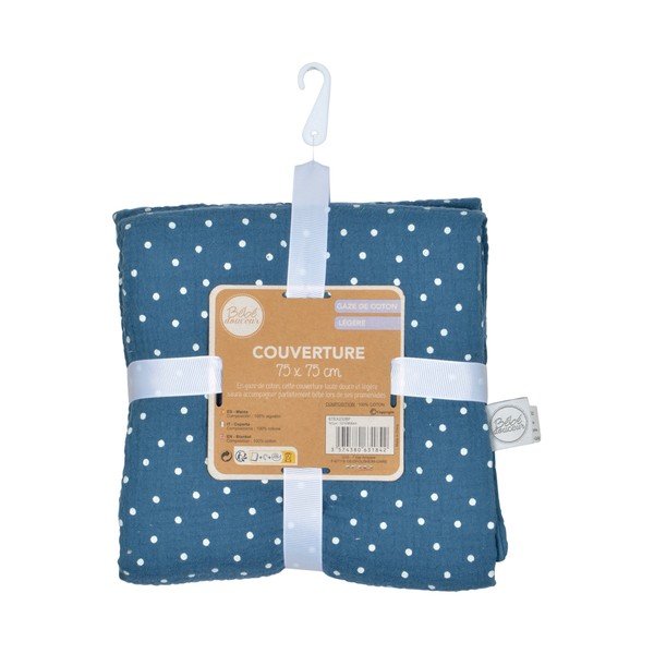 Modrá mušelínová dětská deka 75x75 cm – Bébé Douceur-image-3